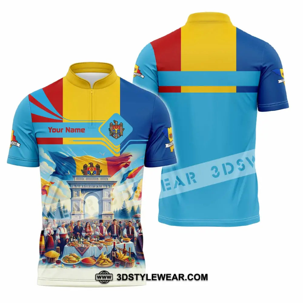 Unisex Shirt - Custom Moldova Shirt - Zipper Polo Shirt / S - T-shirt