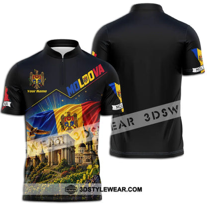 Unisex Shirt - Custom Moldova Shirt - Zipper Polo Shirt / S - T-shirt