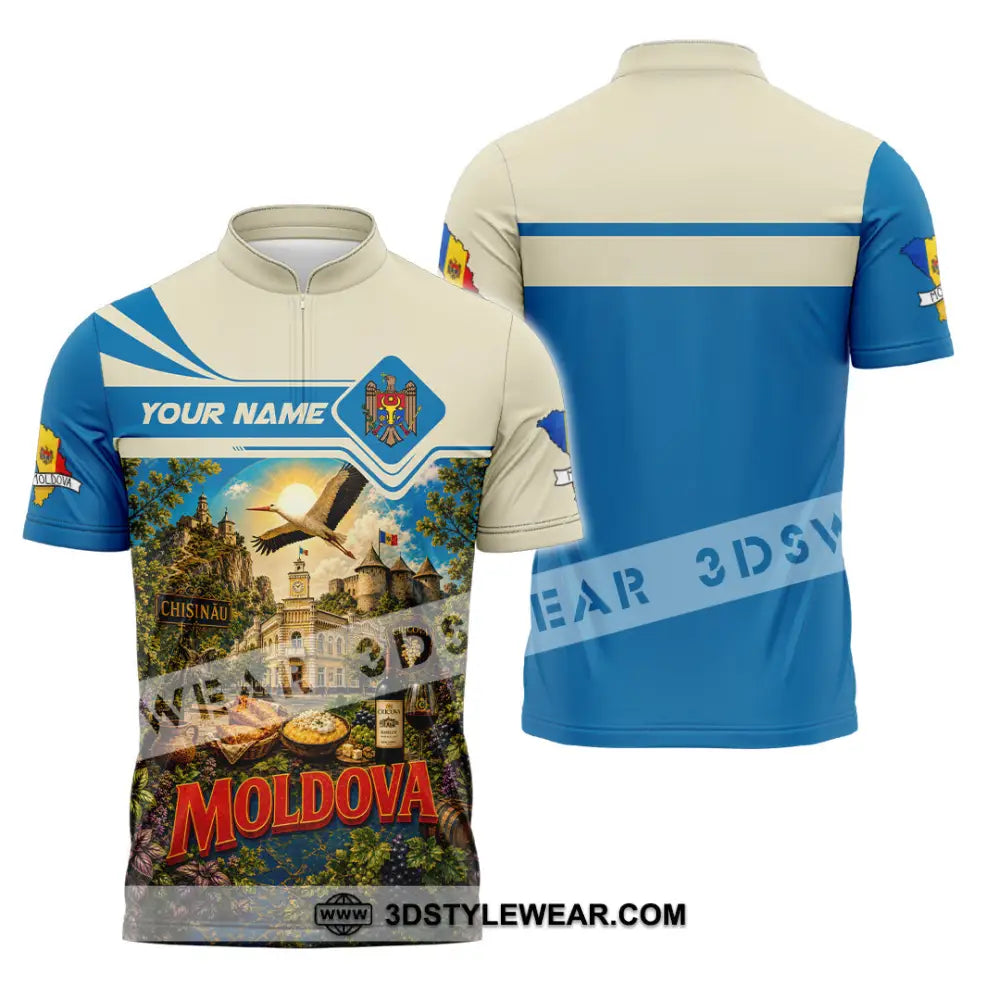 Unisex Shirt - Custom Moldova Shirt - Zipper Polo Shirt / S - T-shirt