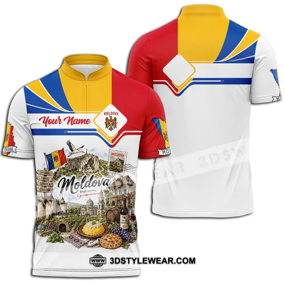 Unisex Shirt - Custom Moldova Shirt - Zipper Polo Shirt / S - T-shirt