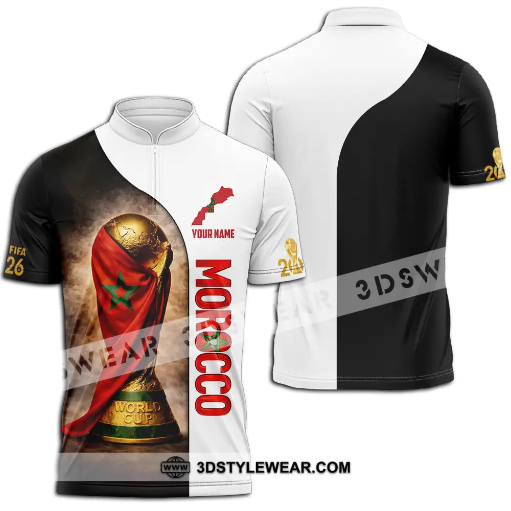 Unisex Shirt - Custom Morocco 3D Shirt Zipper Polo Shirt / S T-shirt