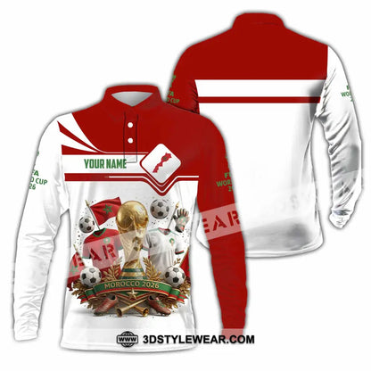 Unisex Shirt - Custom Morocco World Cup 2026 3D Shirt - Long Sleeve Polo / S - T-shirt