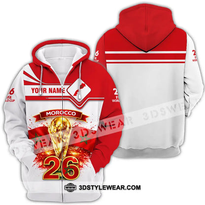 Unisex Shirt - Custom Morocco World Cup 2026 3D Shirt - Zipper Hoodie / S - T-shirt