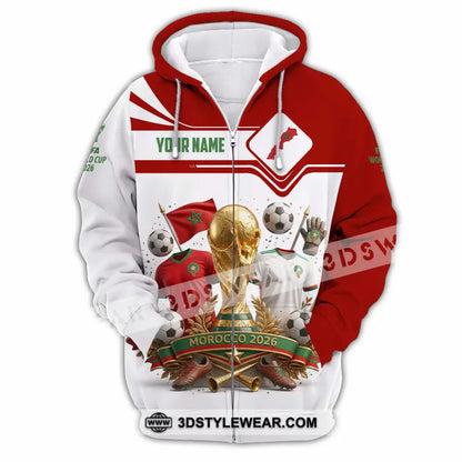 Unisex Shirt - Custom Morocco World Cup 2026 3D Shirt - Zipper Hoodie / S - T-shirt