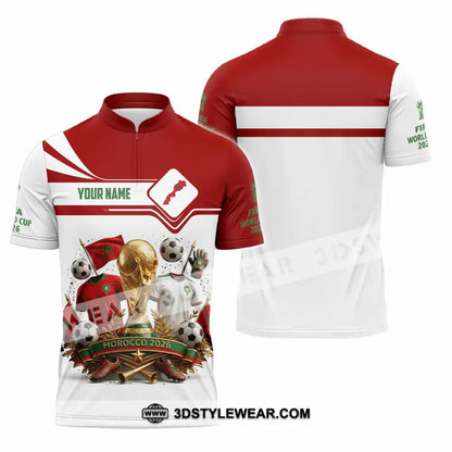 Unisex Shirt - Custom Morocco World Cup 2026 3D Shirt - Zipper Polo Shirt / S - T-shirt