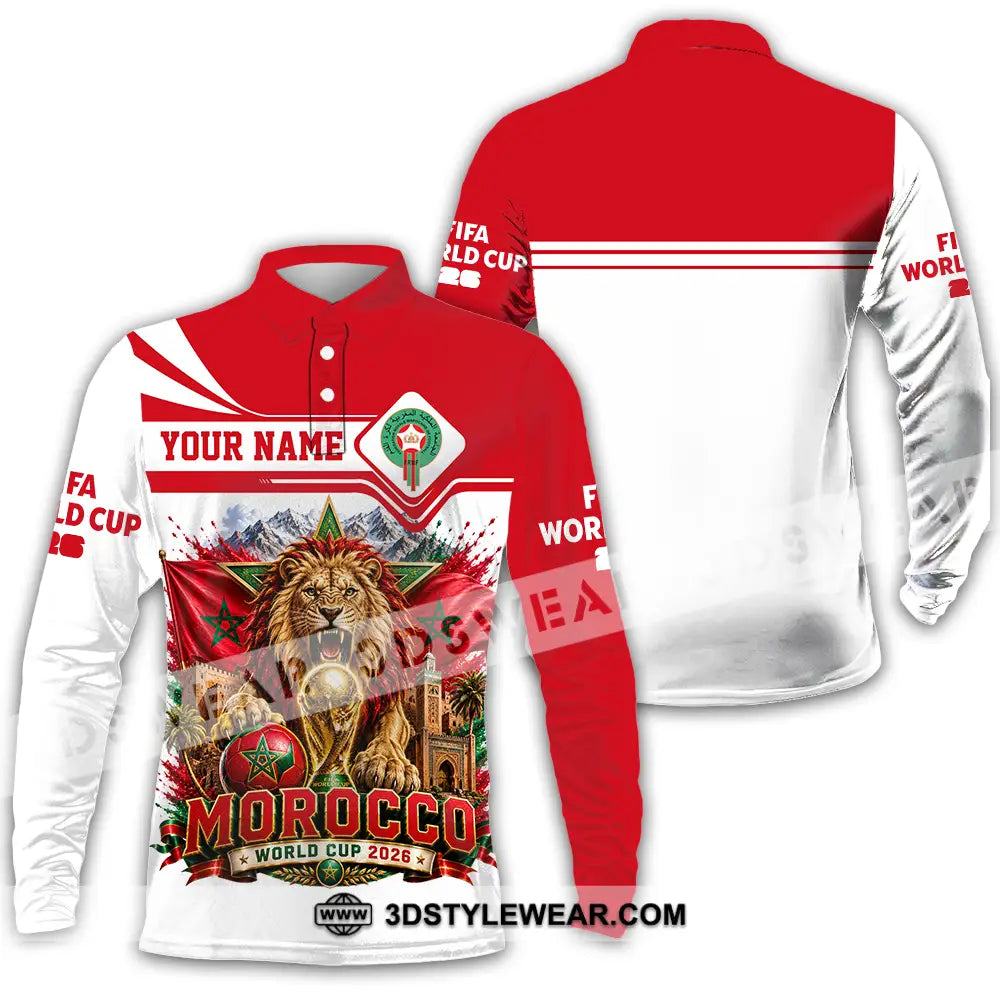 Unisex Shirt - Custom Morocco World Cup 2026 Shirt - Long Sleeve Polo / S - T-shirt