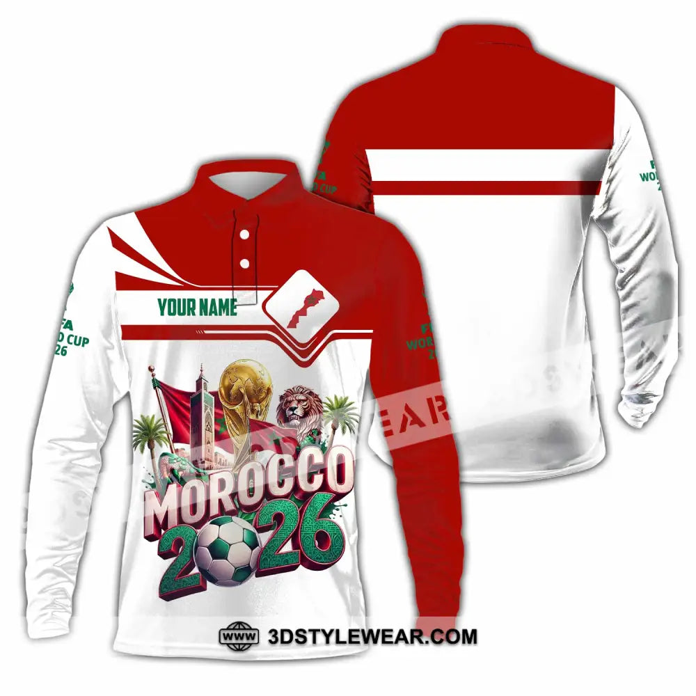 Unisex Shirt - Custom Morocco World Cup 2026 Shirt - Long Sleeve Polo / S - T-shirt