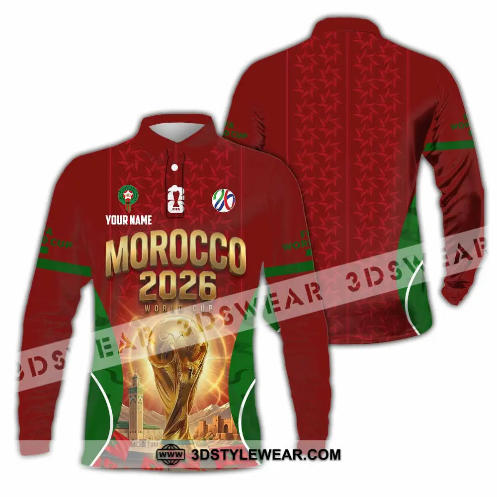 Unisex Shirt - Custom Morocco World Cup 2026 Shirt - Long Sleeve Polo / S - T-shirt
