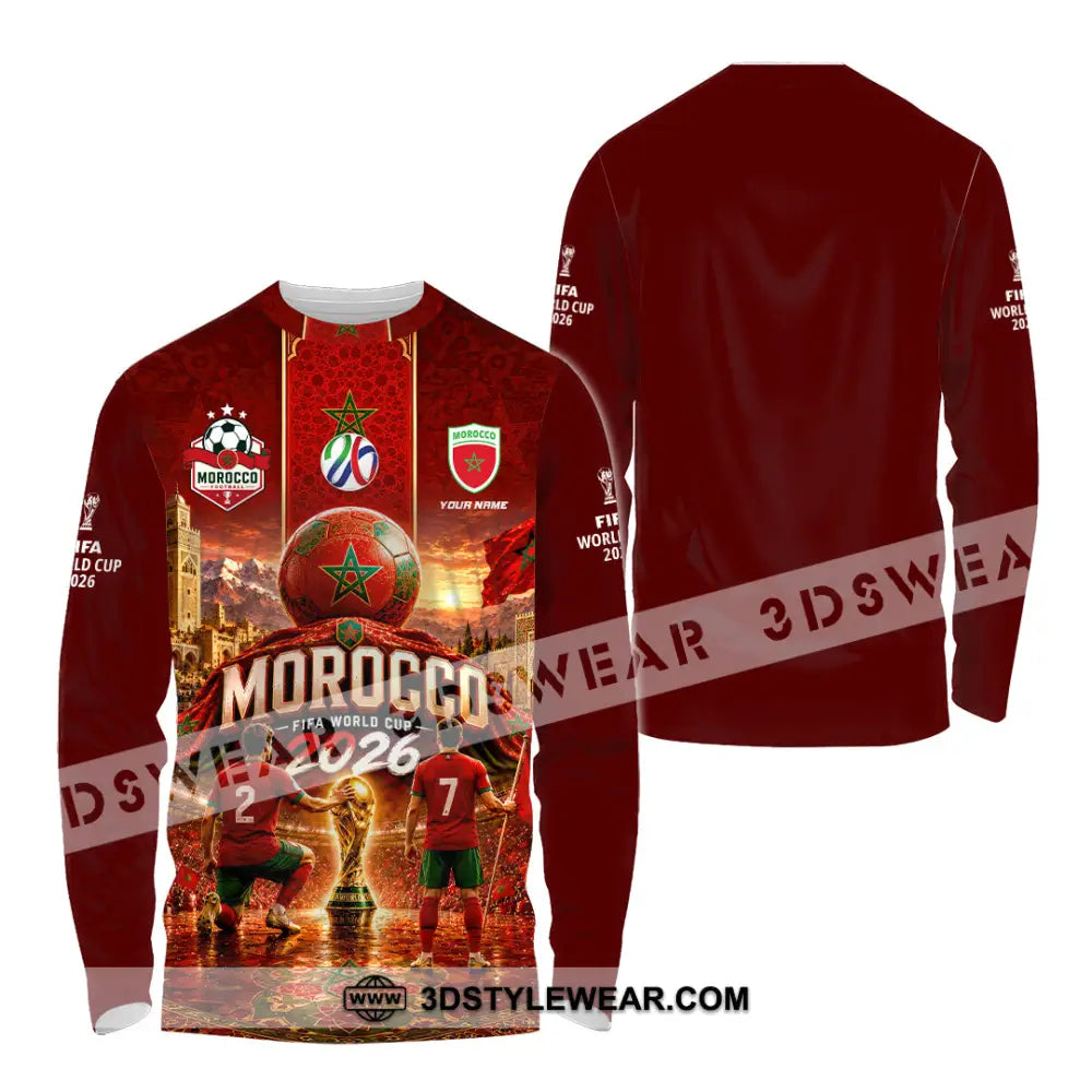 Unisex Shirt - Custom Morocco World Cup 2026 Shirt - Long Sleeve Shirt / S - T-shirt