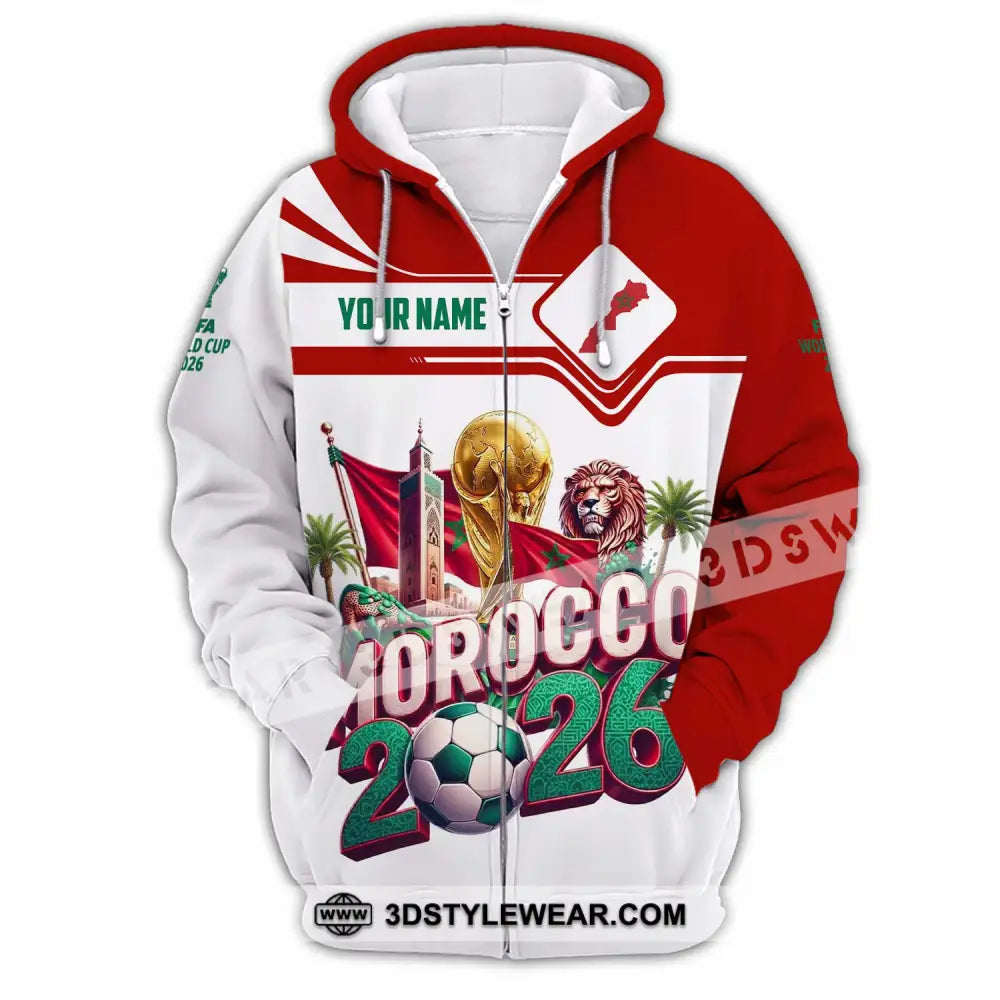 Unisex Shirt - Custom Morocco World Cup 2026 Shirt - Zipper Hoodie / S - T-shirt