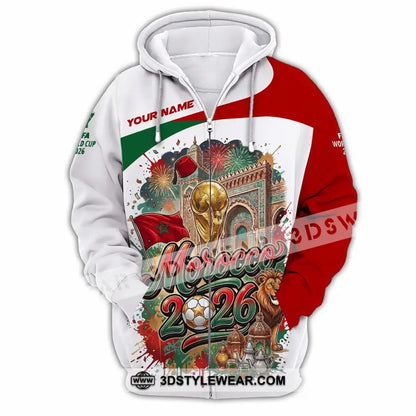 Unisex Shirt - Custom Morocco World Cup 2026 Shirt - Zipper Hoodie / S - T-shirt