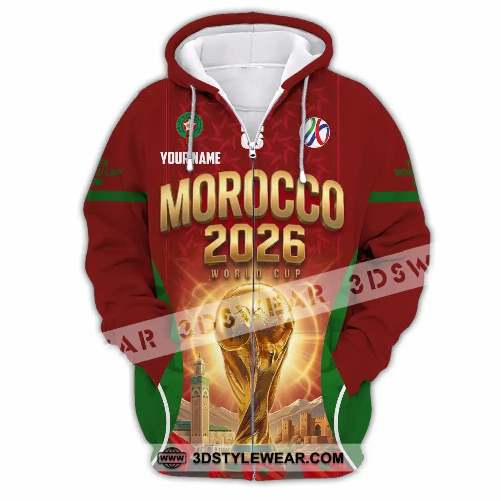 Unisex Shirt - Custom Morocco World Cup 2026 Shirt - Zipper Hoodie / S - T-shirt