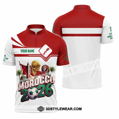Unisex Shirt - Custom Morocco World Cup 2026 Shirt - Zipper Polo Shirt / S - T-shirt