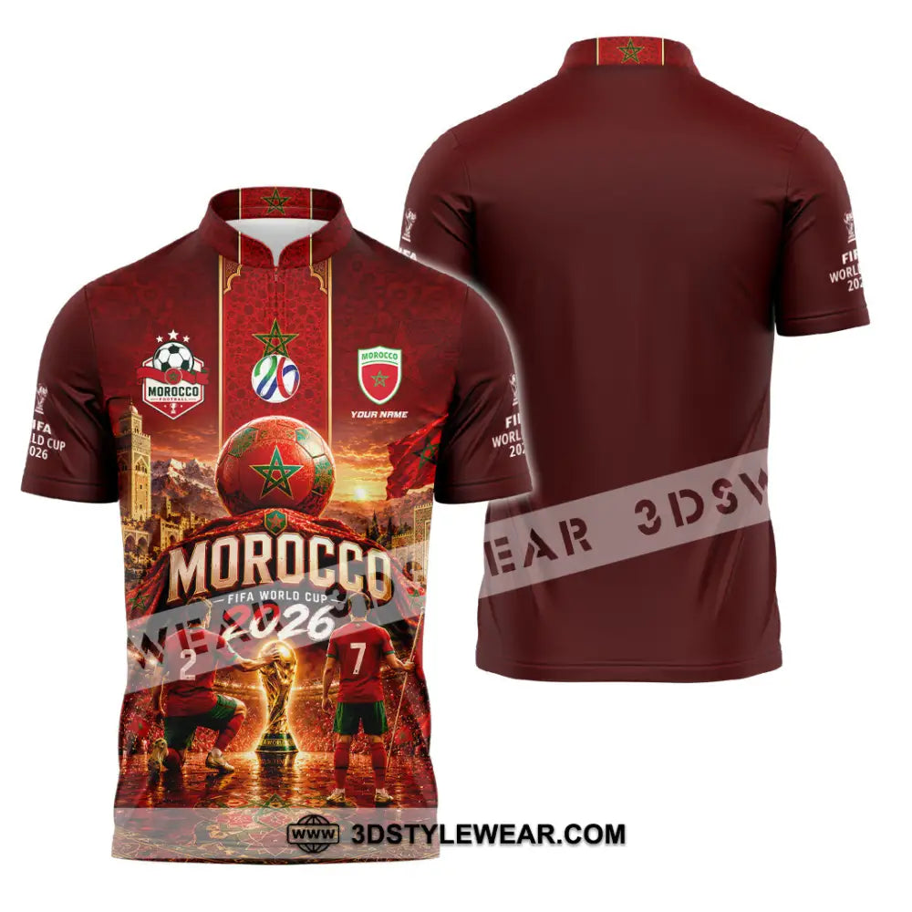 Unisex Shirt - Custom Morocco World Cup 2026 Shirt - Zipper Polo Shirt / S - T-shirt