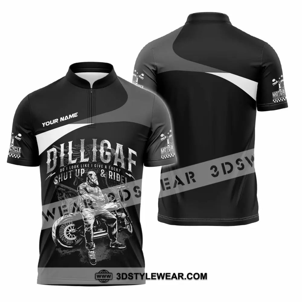 Unisex Shirt - Custom Motorcycle Do I Look Like I Do A Fxck Shut Up & Ride Shirt - Zipper Polo Shirt / S - T-shirt
