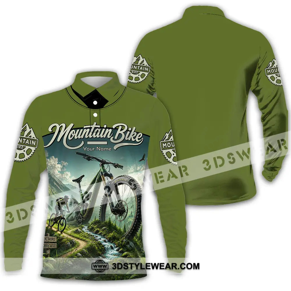 Unisex Shirt - Custom Mountain Bike Shirt - Long Sleeve Polo / S - T-shirt