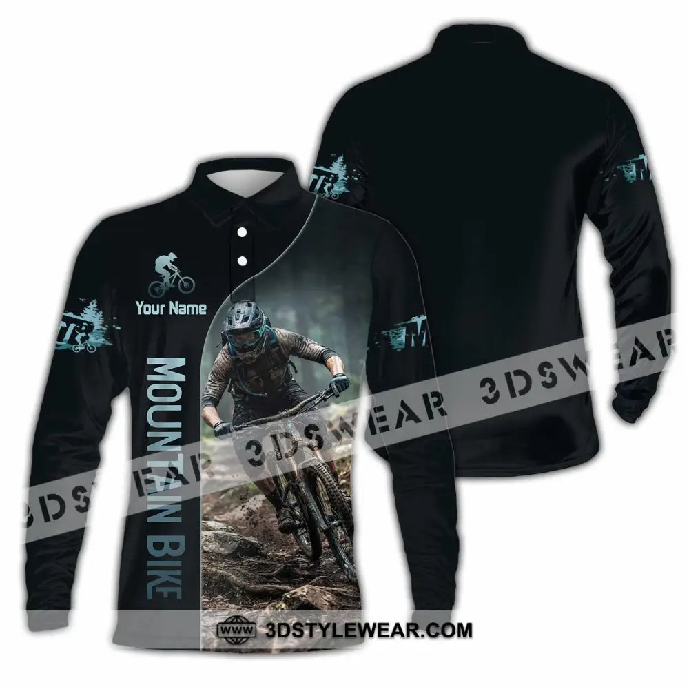 Unisex Shirt - Custom Mountain Bike Shirt - Long Sleeve Polo / S - T-shirt