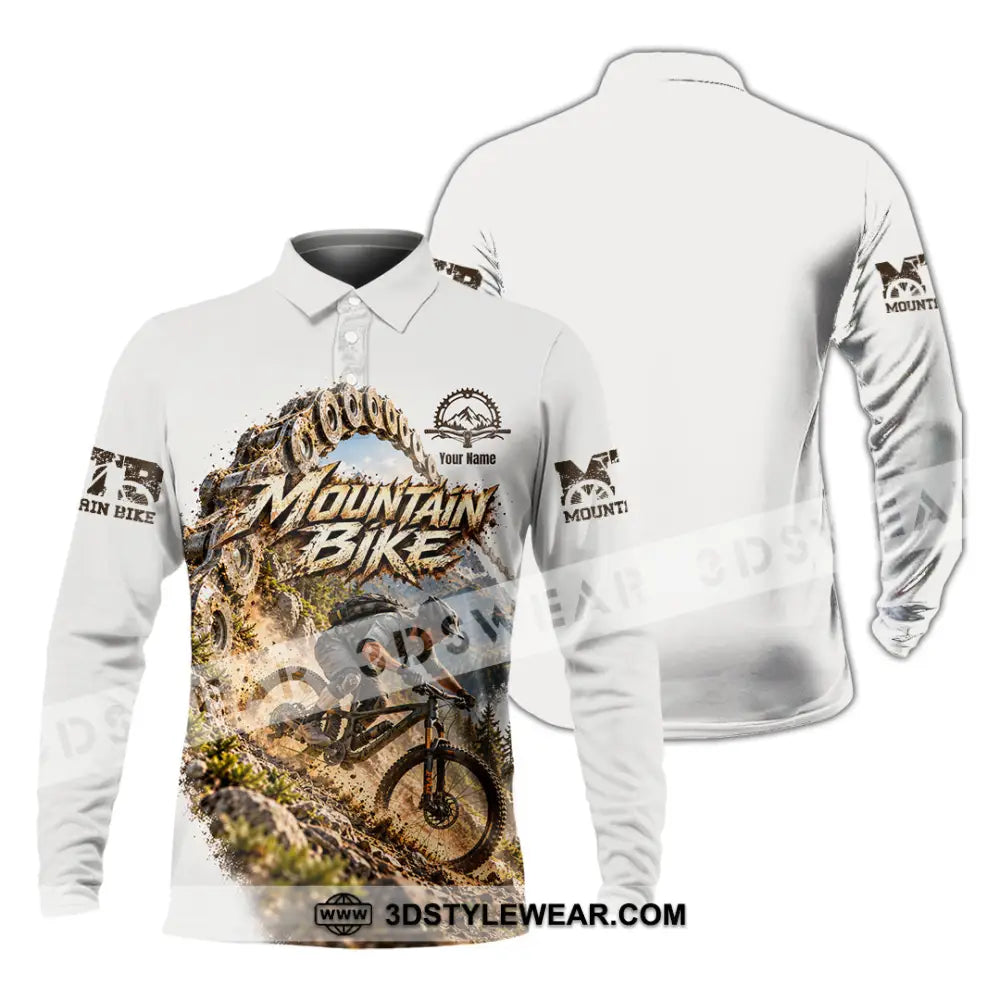 Unisex Shirt - Custom Mountain Bike Shirt - Long Sleeve Polo / S - T-shirt