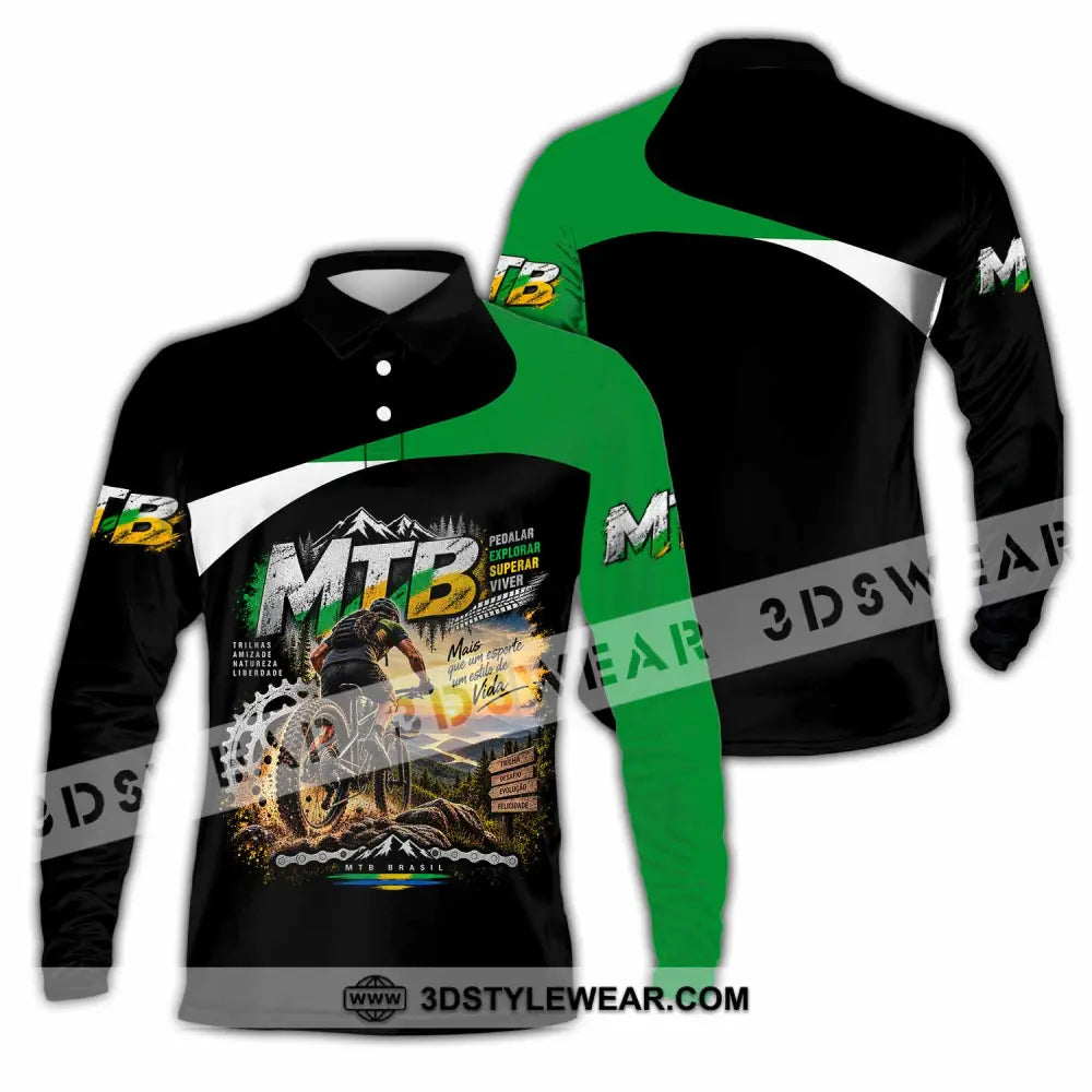 Unisex Shirt - Custom Mountain Bike Shirt - Long Sleeve Polo / S - T-shirt