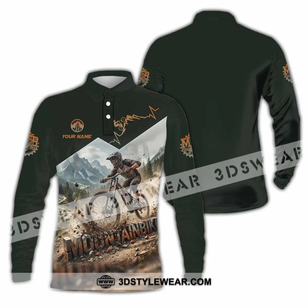 Unisex Shirt - Custom Mountain Bike Shirt - Long Sleeve Polo / S - T-shirt