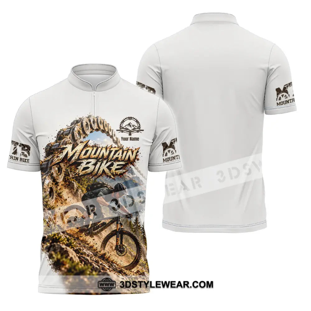 Unisex Shirt - Custom Mountain Bike Shirt - Zipper Polo Shirt / S - T-shirt