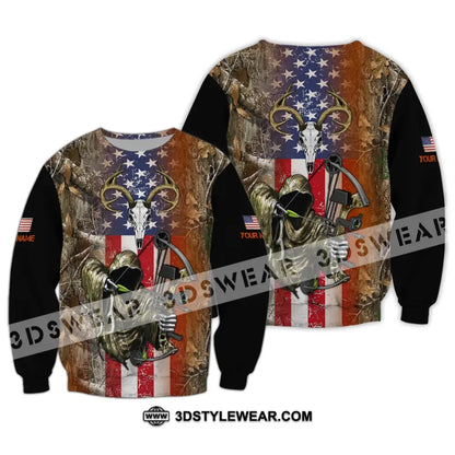 Unisex Shirt - Custom Name 3D Shirt - America Hunter Long Sleeve / S T-shirt