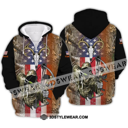 Unisex Shirt - Custom Name 3D Shirt - America Hunter Zipper Hoodie / S T-shirt