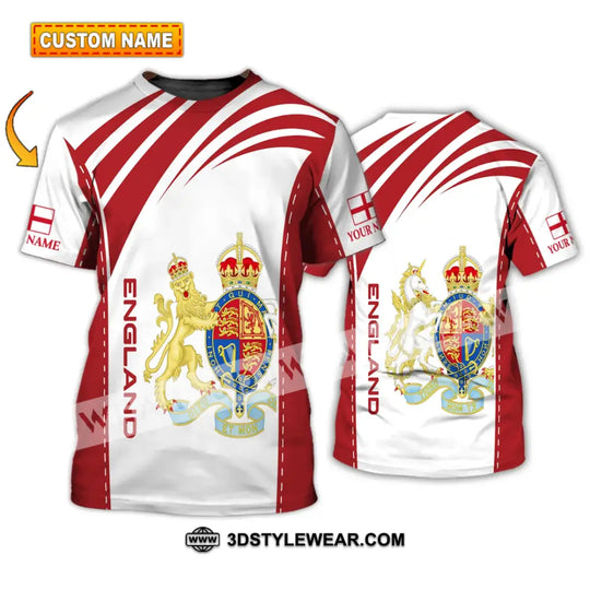 Unisex Shirt - Custom Name 3D Shirt - England Flag Design style option 1