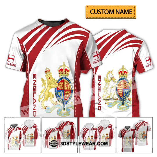 Unisex Shirt - Custom Name 3D Shirt - England Flag Design style option 2