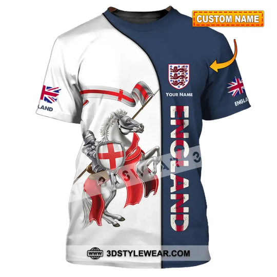 Unisex Shirt - Custom Name 3D Shirt - England Hero Horse Map And Logo style option 1