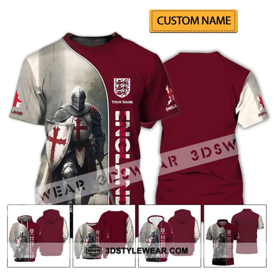 Unisex Shirt - Custom Name 3D Shirt - England Hero Map And Logo style option 2
