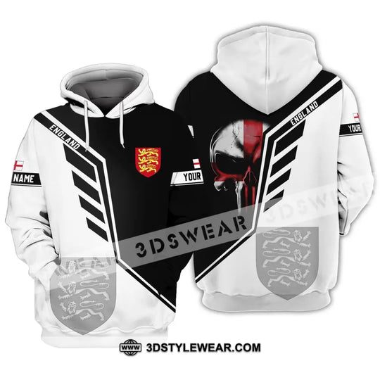 Unisex Shirt - Custom Name 3D Shirt - England Lover Black And White Design style option 3