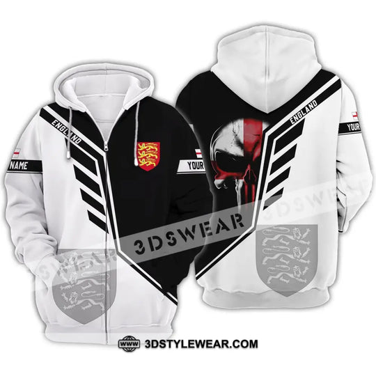 Unisex Shirt - Custom Name 3D Shirt - England Lover Black And White Design style option 4