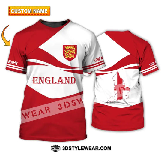 Unisex Shirt - Custom Name 3D Shirt - England Map, England Lover style option 1