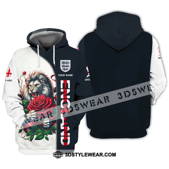 Unisex Shirt - Custom Name 3D Shirt - England Map, Red Rose Lion Shirt style option 3