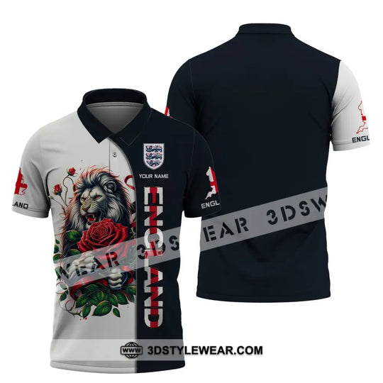 Unisex Shirt - Custom Name 3D Shirt - England Map, Red Rose Lion Shirt style option 4