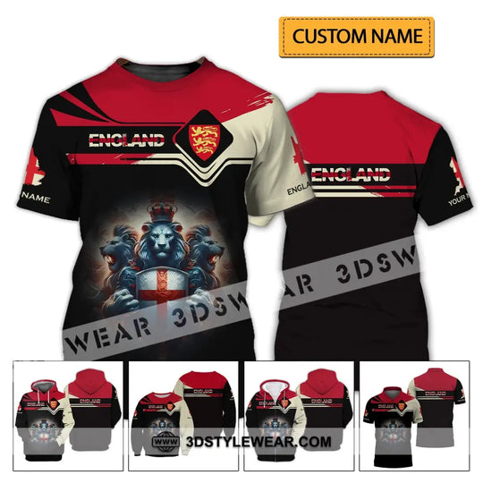 Unisex Shirt - Custom Name 3D Shirt - England National Football Team Icon And Map Shirt style option 2