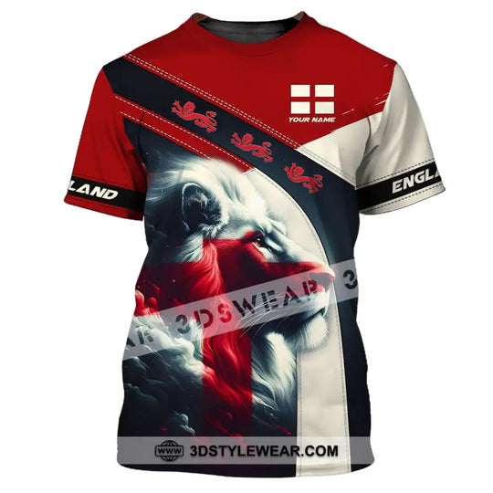 Unisex Shirt - Custom Name 3D Shirt - England Red And White Lion Shirt style option 2