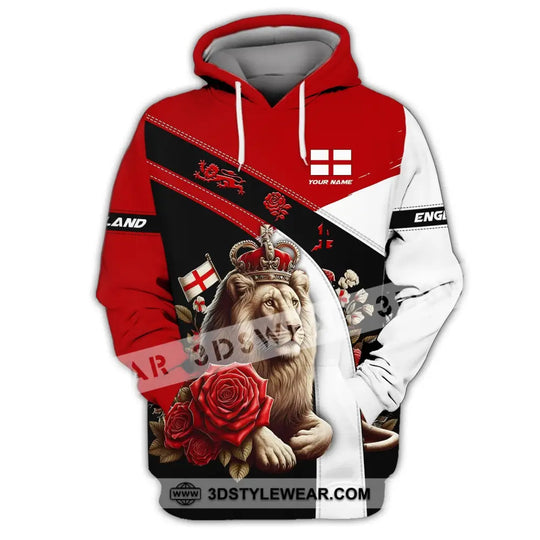 Unisex Shirt - Custom Name 3D Shirt - England Red Rose Lion Shirt style option 2