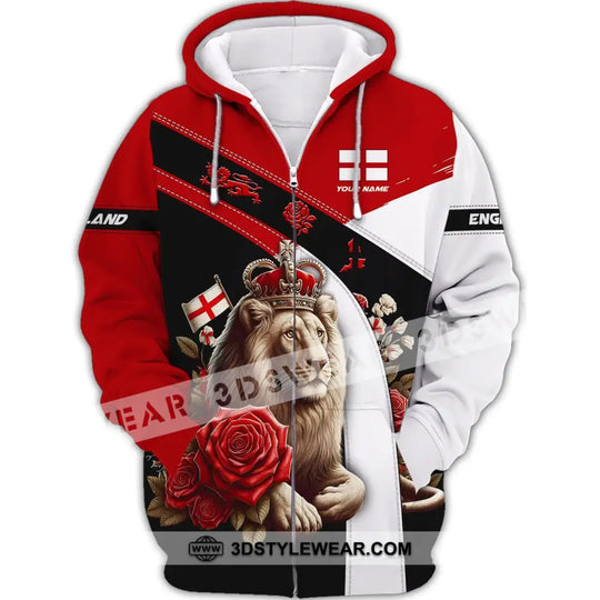 Unisex Shirt - Custom Name 3D Shirt - England Red Rose Lion Shirt style option 3