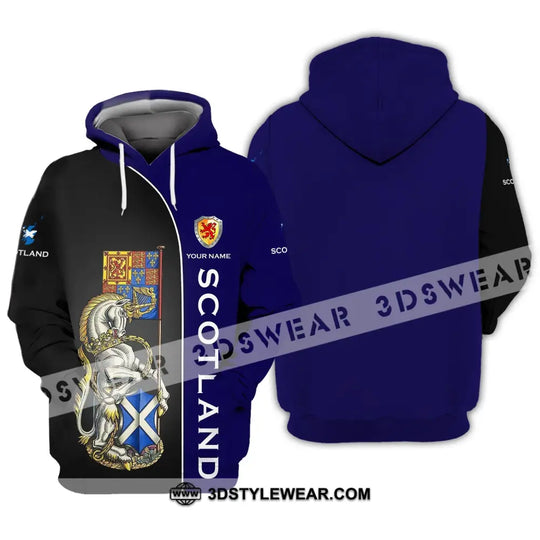 Unisex Shirt - Custom Name 3D Shirt - Scotland Lover, Blue And Black Design style option 3