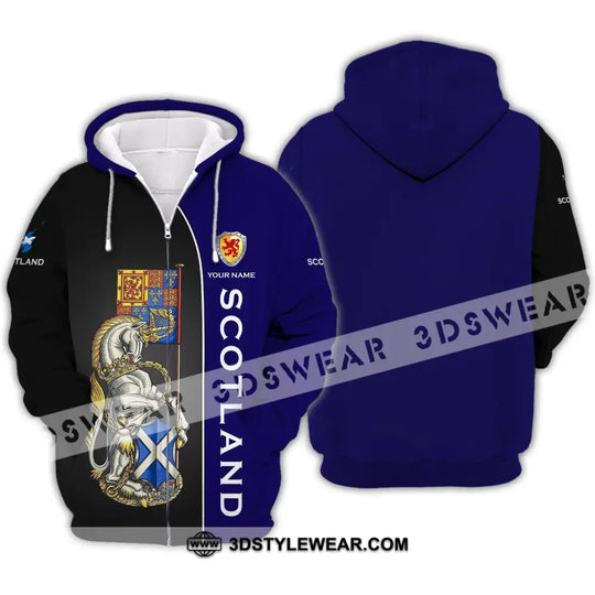 Unisex Shirt - Custom Name 3D Shirt - Scotland Lover, Blue And Black Design style option 4