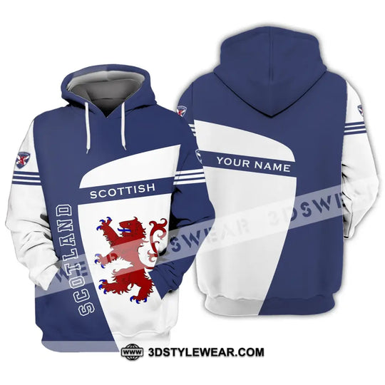 Unisex Shirt - Custom Name 3D Shirt - Scotland Scottish Lover, Blue And White Design style option 3