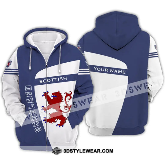 Unisex Shirt - Custom Name 3D Shirt - Scotland Scottish Lover, Blue And White Design style option 4
