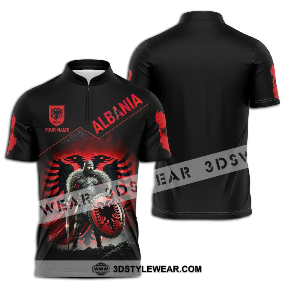Unisex Shirt - Custom Name Shirt Abania - Zipper Polo Shirt / S - T-shirt
