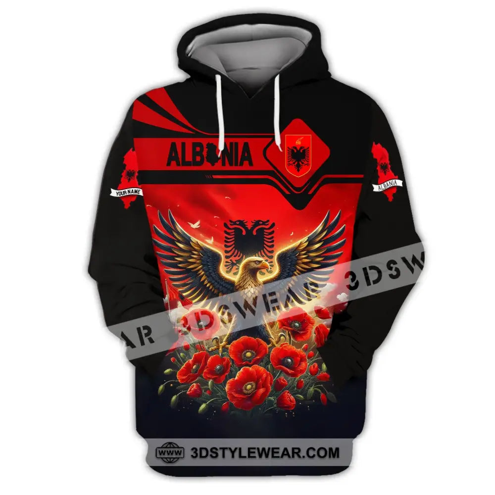 Unisex Shirt Custom Name Albania Shirt Albania Polo Long Sleeve Albania Gift - Hoodie / S - T-shirt