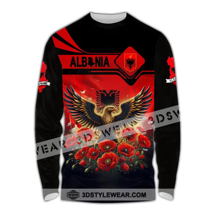 Unisex Shirt Custom Name Albania Shirt Albania Polo Long Sleeve Albania Gift - Long Sleeve Shirt / S - T-shirt