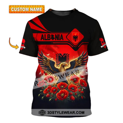 Unisex Shirt Custom Name Albania Shirt Albania Polo Long Sleeve Albania Gift - T-shirt