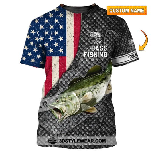 Unisex Shirt - Custom Name Shirt - America Bass Fishing Shirt style option 1
