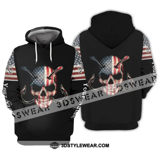 Unisex Shirt - Custom Name America Skull Fishing Shirt style option 2